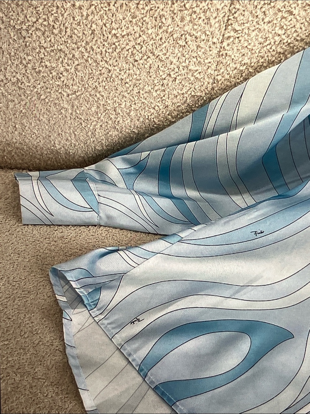Emilio Pucci Sky Blue and White Swirl Silk Button-Up Blouse - Picture 6 of 9